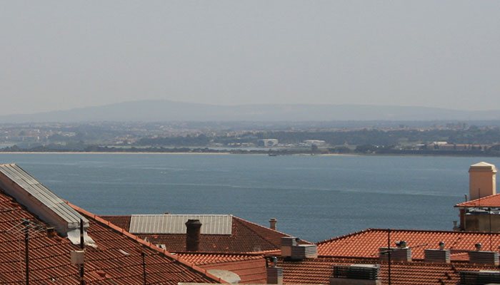 Riverside view from terrace – Penthouse: Luz Soriano Palace, Bairro Alto, Lisbon